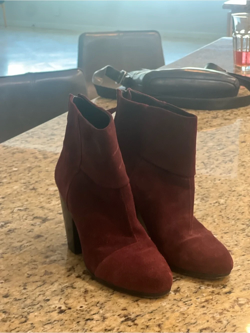 rag & bone Burgundy Suede Ankle Booties